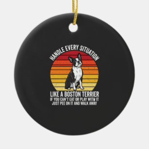 Adorno De Cerámica Actitud divertida de perro retro de Boston Terrier