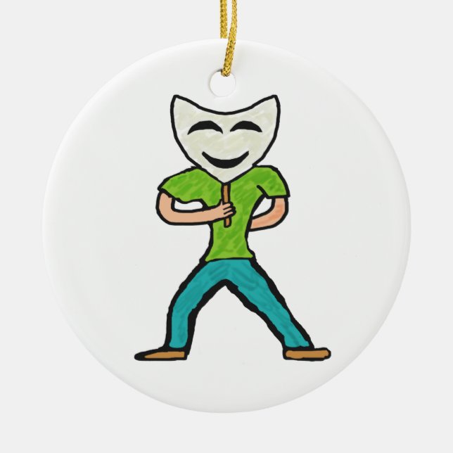 Adorno De Cerámica Actor actuando con máscara (Frente)