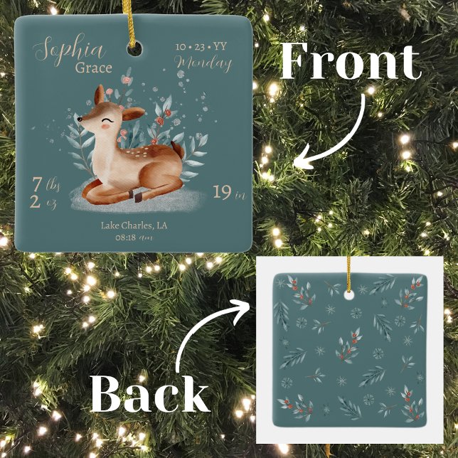 Adorno De Cerámica Acuarela Adorable Deer Baby Stats (Subido por el creador)