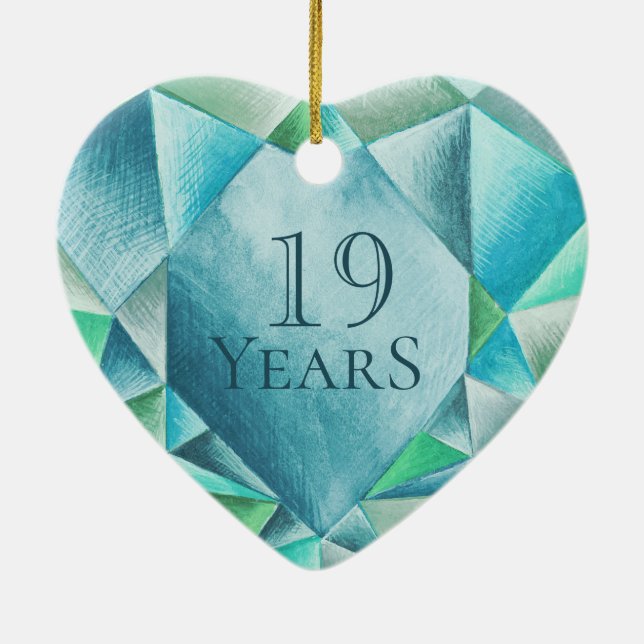 Adorno De Cerámica Acuarela Aquamarine El día de San Valentín Corazón (Atrás)