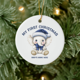 Adorno De Cerámica Acuarela Bebé Primera Navidad Foto