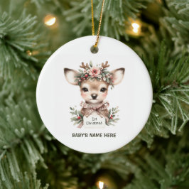 Adorno De Cerámica Acuarela Bebé Primera Navidad Foto