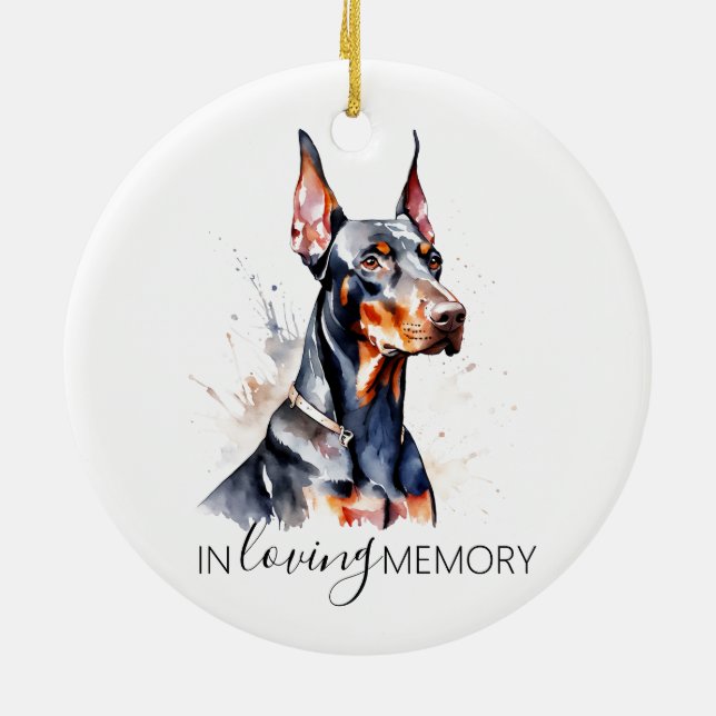 Adorno De Cerámica acuarela conmemorativa Dobermann (Atrás)