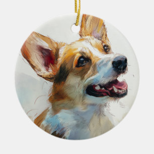 Adorno De Cerámica acuarela de corgi galés de Pembroke