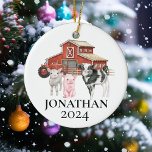 Adorno De Cerámica Acuarela de granja Cow Cerdo Barn Monograma<br><div class="desc">Este diseño puede ser personalizado en el área proporcionada cambiando la foto y/o el texto. O puede personalizarse haciendo clic en Personalizar esta plantilla y, a continuación, eligiendo la opción de hacer clic en el personalizar y eliminando o cambiando el color del fondo, agregando texto, cambiando el color o estilo...</div>