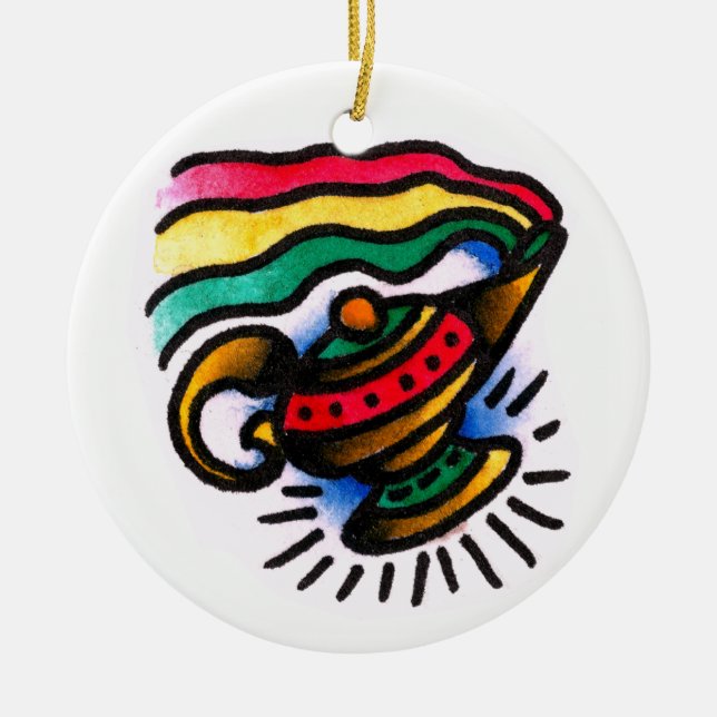 Adorno De Cerámica Acuarela de la botella de los genios (Frente)