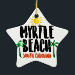 Adorno De Cerámica Acuarela de Myrtle Beach<br><div class="desc">Un viaje a Myrtle Beach está todo sobre la fabricación de recuerdos, y este diseño le ayudará a recordar los días soleados calientes y la sombra fresca de palmeras todo el año largo. ¡Este gran logotipo de la acuarela ofrece el texto "Myrtle Beach, Carolina del Sur" junto con diseños brillantemente...</div>