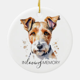 Adorno De Cerámica Acuarela de Navidad conmemorativa del Fox Terrier