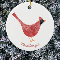 Acuarela de pájaros cardinales festivos personaliz