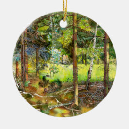 Adorno De Cerámica acuarela de pintura de bosques de pino