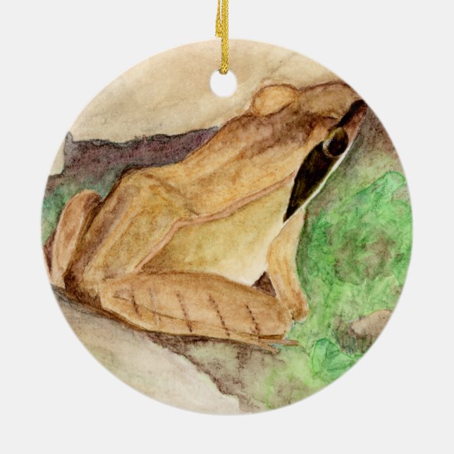 Adorno De Cerámica Acuarela de rana de madera (Atrás)