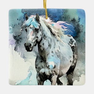 Adorno De Cerámica Acuarela de yegua Appaloosa juguetona