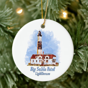 Adorno De Cerámica acuarela del faro del punto de la gran sabilidad -