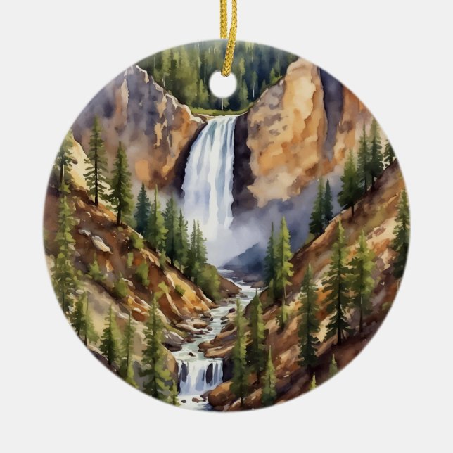 Adorno De Cerámica Acuarela del Parque Nacional Artista Point Yellows (Frente)