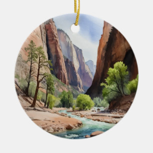 Adorno De Cerámica Acuarela del Parque Nacional de Zion