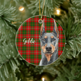 Adorno De Cerámica Acuarela Doberman Pinscher Dog Personalizada