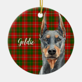 Adorno De Cerámica Acuarela Doberman Pinscher Dog Personalizada