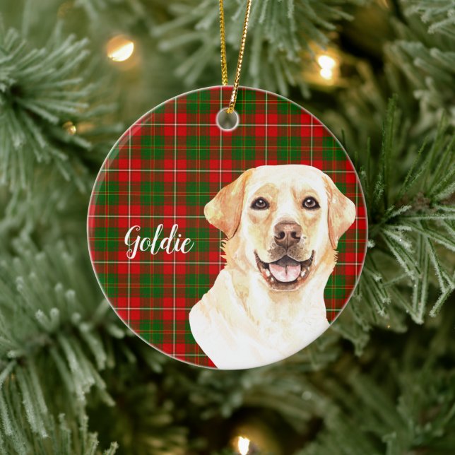 Adorno De Cerámica Acuarela Labrador Recuperador Perro Personalizado (Árbol)