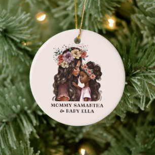 Adorno De Cerámica Acuarela Madre negra e hija (4)