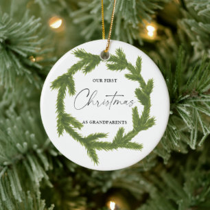 Adorno De Cerámica Acuarela Nuestro primer Navidad como abuelos Cer