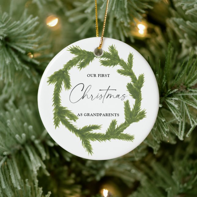 Adorno De Cerámica Acuarela Nuestro primer Navidad como Abuelos Cer (Árbol)
