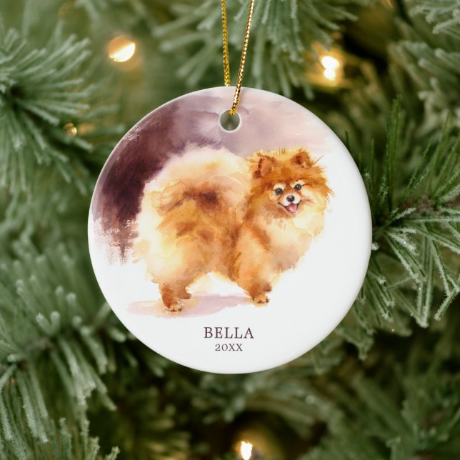 Adorno De Cerámica Acuarela personalizada Navidades de perros de Pome (Árbol)