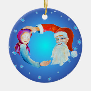 Adorno De Cerámica Acuarela pintada a mano Santa Claus mágico