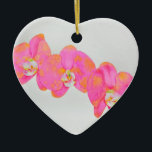 Adorno De Cerámica acuarela rosa Orquídea pintura tropical floral<br><div class="desc">Pintura floral de acuarela tropical romántica. Obra de arte original,  orquídeas rosas y naranjas.</div>