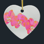 Adorno De Cerámica acuarela rosa Orquídea pintura tropical floral<br><div class="desc">Pintura floral de acuarela tropical romántica. Obra de arte original,  orquídeas rosas y naranjas.</div>