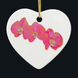 Adorno De Cerámica acuarela rosa Pintura de orquídeas<br><div class="desc">Pintura floral de acuarela tropical romántica. Obra de arte original,  orquídeas rosas y naranjas.</div>