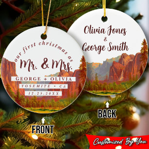 Adorno De Cerámica Acuarela Yosemite California Nuestra Primera Navid