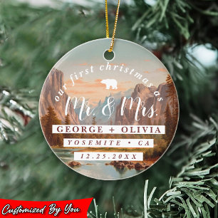 Adorno De Cerámica Acuarela Yosemite California Nuestra Primera Navid