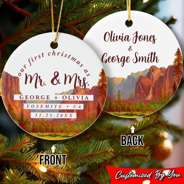 Adorno De Cerámica Acuarela Yosemite California Nuestra Primera Navid (Subido por el creador)