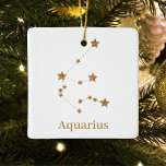 Adorno De Cerámica Acuario de oro del Rótulo Zodiaco moderno | Aire d<br><div class="desc">Acuario de oro del Rótulo Zodiaco moderno | Aire de elemento</div>