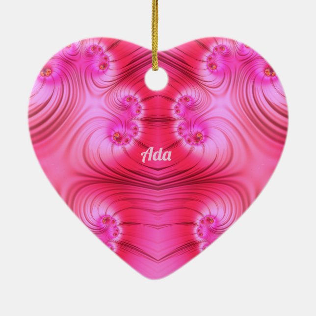 Adorno De Cerámica ADA ~ VALENTINE HEART ~ Pink Fractal ~ (Atrás)