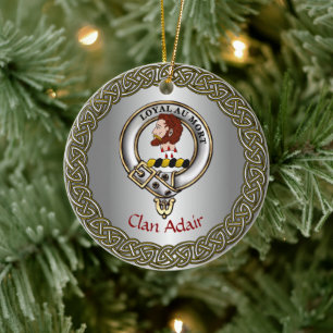 Adorno De Cerámica Adair Clan Emblema y Tartán Thistle Personalizado