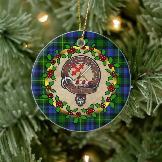 Adorno De Cerámica Adam Clan Badge & Tartan Personalizado Xmas (Árbol)