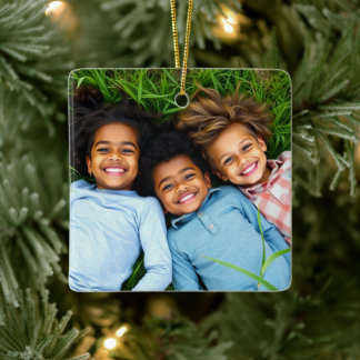 Adorno De Cerámica Add a Family Photo to this Personalized Christmas