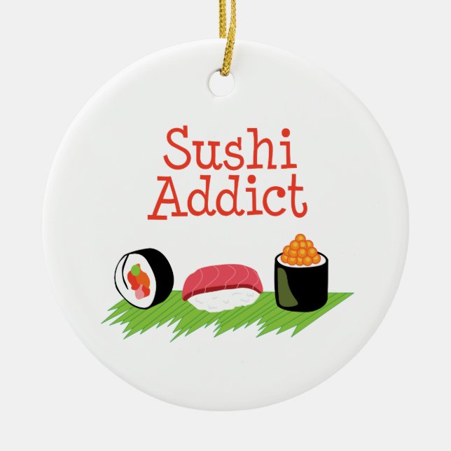 Adorno De Cerámica Addicto de sushi (Frente)
