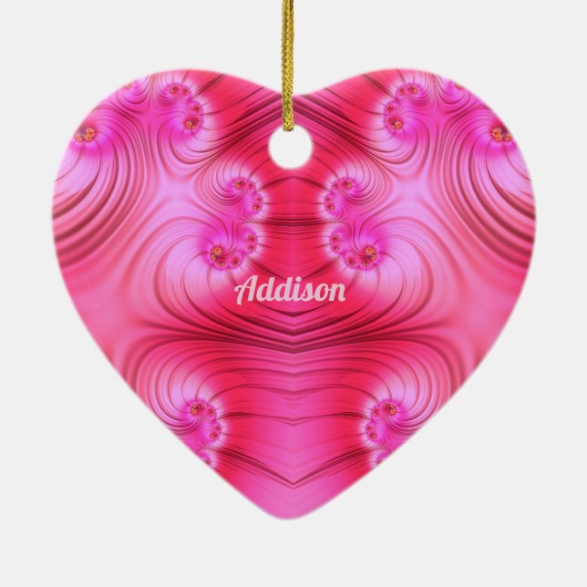 Adorno De Cerámica ADDISON ~ CORAZÓN VALENTINO ~ Fractal rosa ~ (Atrás)