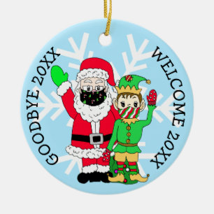 Adorno De Cerámica Adiós 20XX, bienvenido 20XX Santa Elf Facemask