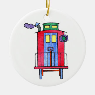 Adorno De Cerámica Adiós rojo de la onda del Caboose