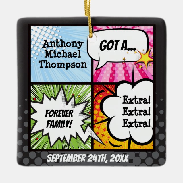 Adorno De Cerámica Adopción de libro de historietas Super Hero, regal (Anverso)