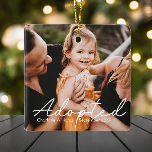 Adorno De Cerámica Adopción Infantil con Foto Personalizada Moderna