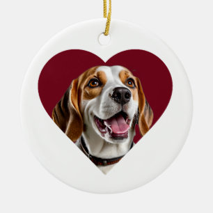 Adorno De Cerámica Adorable Beagle in Heart Shape Design