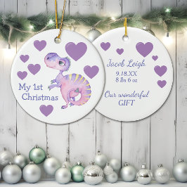 Adorno De Cerámica Adorable bebé de dinosaurios Primera Navidad