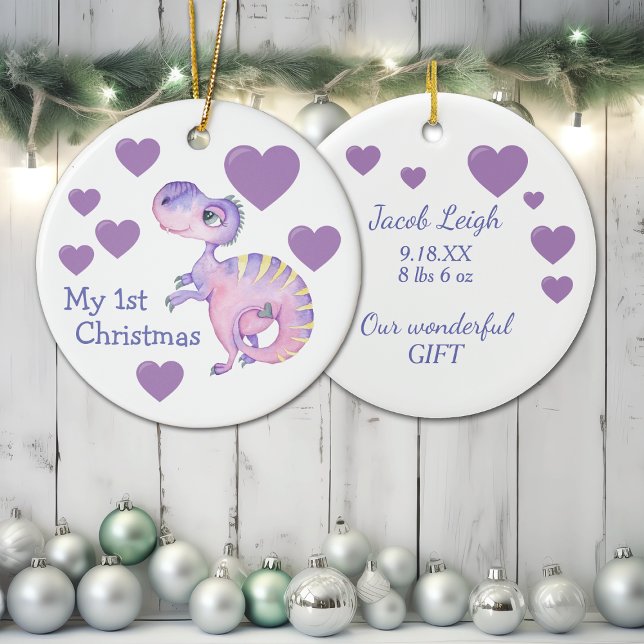 Adorno De Cerámica Adorable bebé de dinosaurios Primera Navidad (Subido por el creador)
