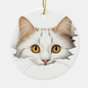 ADORNO DE CERÁMICA ADORABLE BLANCO KITTY CAT FACE