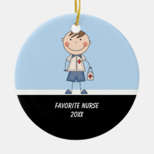 Adorno De Cerámica Adorable Boy Nurse Ornament