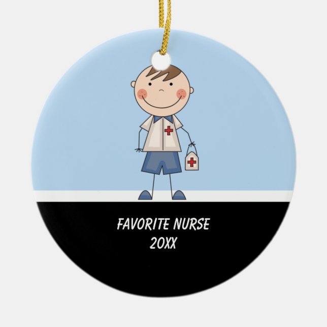 Adorno De Cerámica Adorable Boy Nurse Ornament (Frente)